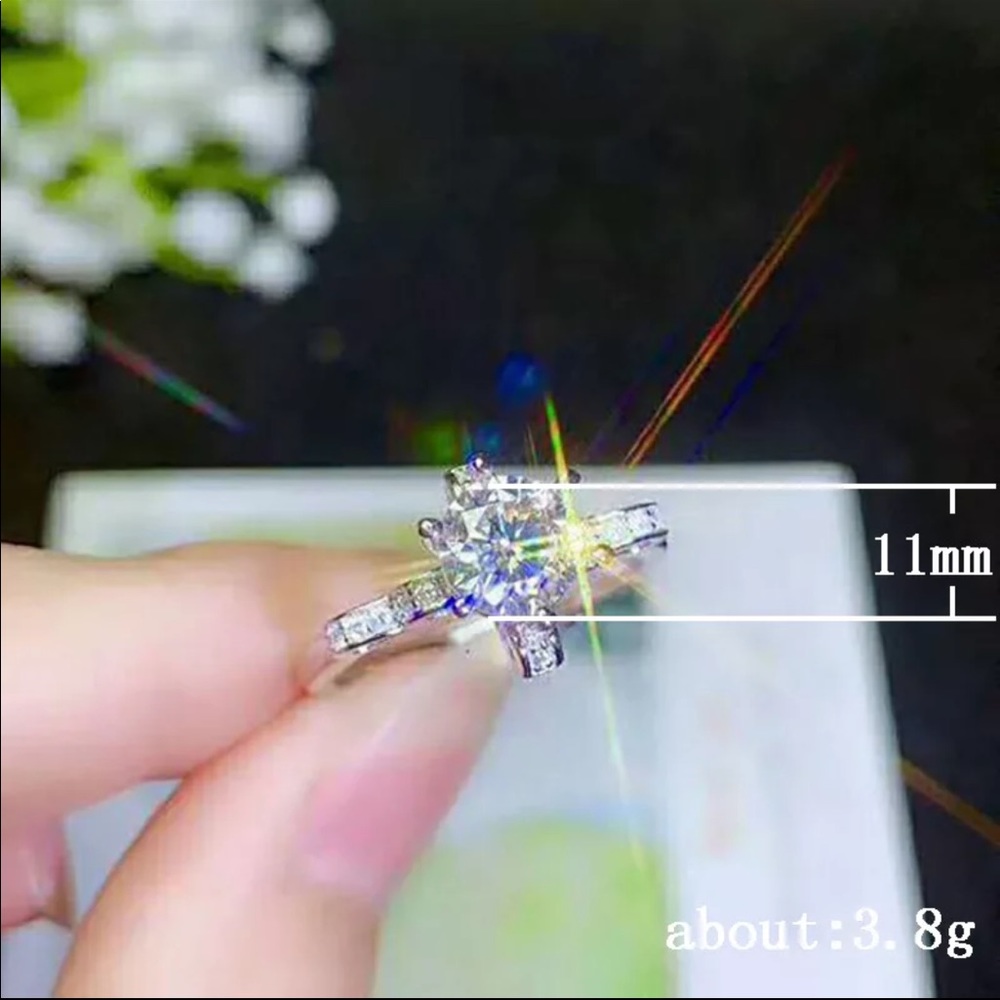 New 925 Silver Bowknot Flower Diamond Ring - Picture 6 of 6